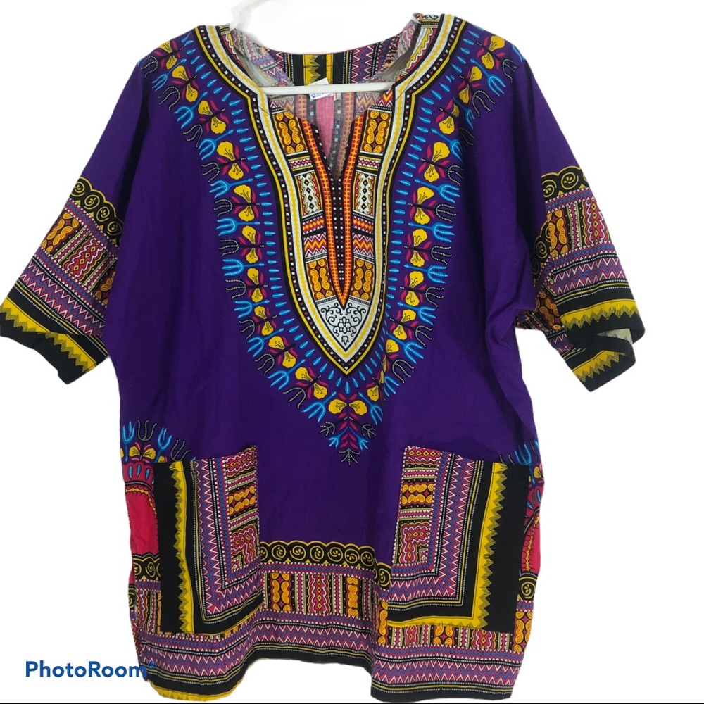 Vintage Mama & Papa Purple African Tribal Dashiki